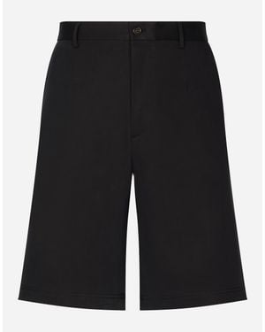 Dolce & Gabbana Bermudas Baumwollstretch Mit Logoplakette - Schwarz