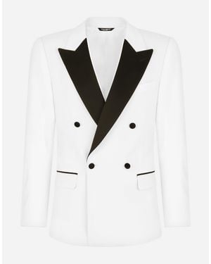 Dolce & Gabbana Double-Breasted Stretch Wool Sicilia-Fit Tuxedo Suit - White