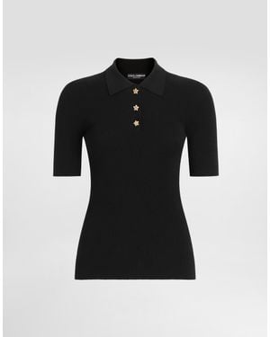 Dolce & Gabbana Gerippter Pullover Im Poloshirtstil - Schwarz