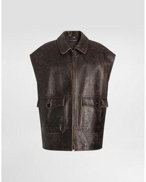 Dolce & Gabbana Bull Leather Vest - Black
