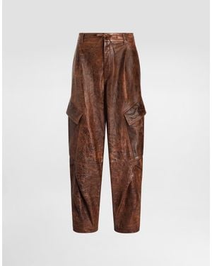 Dolce & Gabbana Lambskin Trousers - Brown