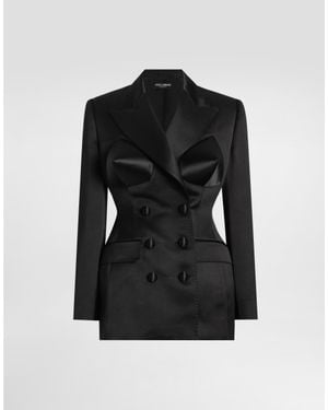 Dolce & Gabbana Double-Breasted Duchess Jacket With Conical Cups - Black