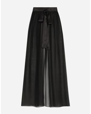 Dolce & Gabbana Silk Chiffon Long Skirt - Black