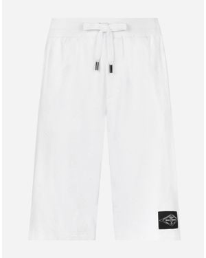 Dolce & Gabbana Jersey Jogging Shorts With Flocked Dg Print - ホワイト