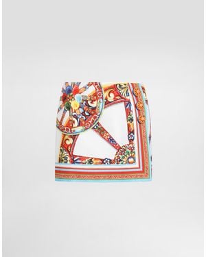 Dolce & Gabbana Carretto-Print Fabric Miniskirt - White
