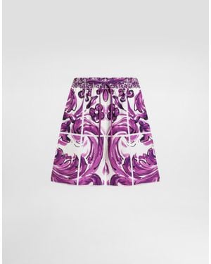 Dolce & Gabbana Majolica-Print Poplin Shorts - Violet