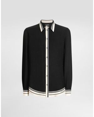 Dolce & Gabbana Logo And Stripe-Print Jacquard Martini Shirt - Black