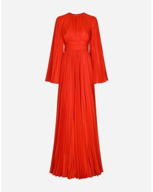 Dolce & Gabbana Long Chiffon Dress - Red