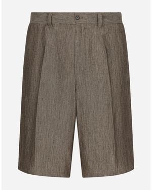 Dolce & Gabbana リネン ロング バミューダパンツ - グレー