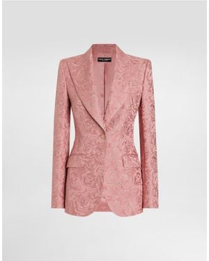 Dolce & Gabbana Floral Quilted Jacquard Single-Breasted Jacket - Pink