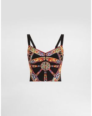 Dolce & Gabbana Carretto-Print Charmeuse Top - Multicolor
