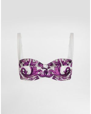 Dolce & Gabbana Graphic Print Bra - Purple
