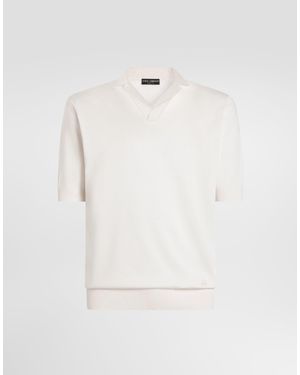 Dolce & Gabbana Silk Knit Polo Shirt - Natural