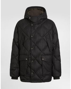 Dolce & Gabbana Virgin Wool Flannel Down Jacket - Black