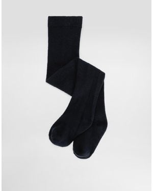Dolce & Gabbana Perforated Tights With Dg Logo - ブラック