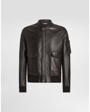 Dolce & Gabbana Zip-Fastening-Pocket Leather Jacket - Black