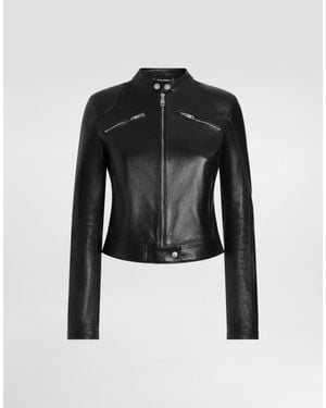 Dolce & Gabbana Leather Biker Jacket - Black