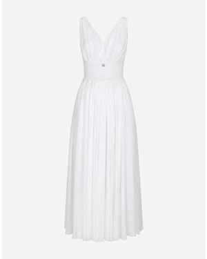 Dolce & Gabbana V-Neck Midi Dress - White