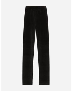 Dolce & Gabbana Cotton Chenille Jogging Trousers With Dg Logo - Black