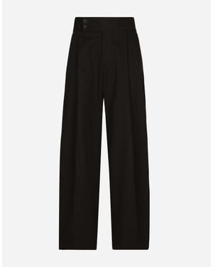 Dolce & Gabbana テーラードパンツ タック コットン - ブラック