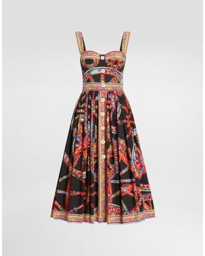 Dolce & Gabbana Carretto-Print Poplin Long Dress - White