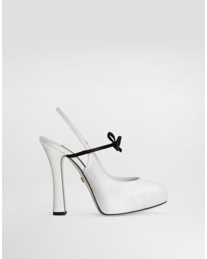 Dolce & Gabbana Satin Slingbacks - White