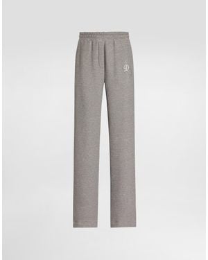 Dolce & Gabbana Fleece Pants With Patch Embroidery - Grey