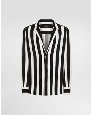 Dolce & Gabbana Dolce&Gabbana Silk Striped Shirt - Black