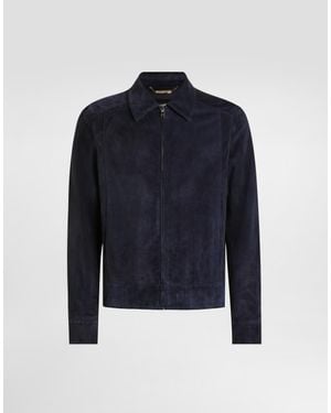 Dolce & Gabbana Leather Zipped Jacket - ブルー