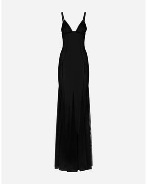 Dolce & Gabbana Long Tulle Slip Dress - Black