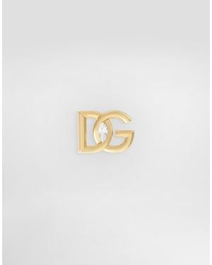 Dolce & Gabbana Rhinestone Logo Brooch - Blanc
