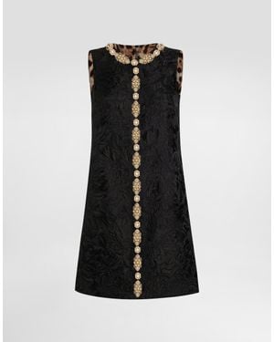 Dolce & Gabbana Brocade Peony Dres - ブラック