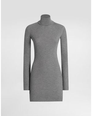 Dolce & Gabbana Turtleneck Long Dress - Grey
