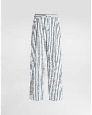 Dolce & Gabbana Crinkled Striped Poplin Vanity Trousers - White