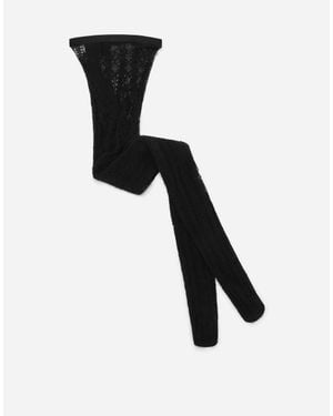Dolce & Gabbana Openwork Cotton Tights - Black