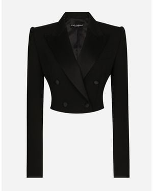 ジャケット DOLCE & GABBANA- SHORT DOUBLE-BREASTED WOOL CROCHET JACKET Short double-breasted wool crochet jacket in Black for Women