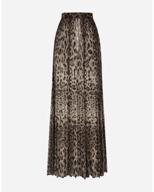 Dolce & Gabbana Leopard-Print Chiffon Culottes - Brown