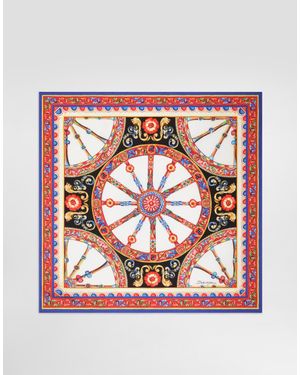 Dolce & Gabbana Pañuelo 70X70 En Twill De Seda Con Estampado Carretto - Rosa