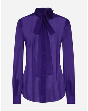 Dolce & Gabbana Bluse Aus Chiffon Mit Blume - Lila
