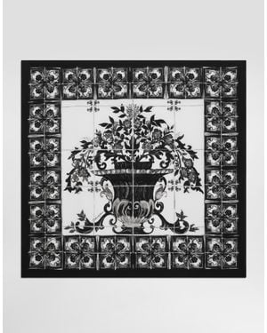 Dolce & Gabbana Majolica-Print 70X70 Silk Scarf - Black
