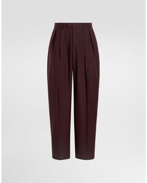 Dolce & Gabbana Wool Gabardine Trousers - Purple