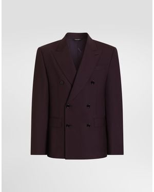 Dolce & Gabbana Sicilia Light Double-Breasted Wool Jacket - Purple