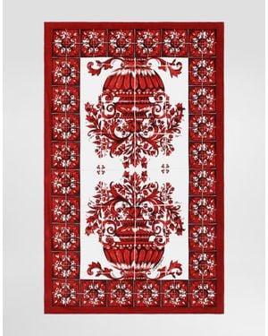 Dolce & Gabbana Majolica-Print Terry Beach Towel - Red