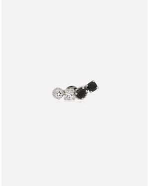 Dolce & Gabbana シングルイヤリング 18Kホワイトゴールド クリアトパーズ&ブラックスピネル