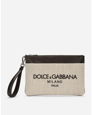 Dolce & Gabbana Pouch Bag Aus Canvas - Natur