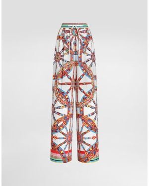 Dolce & Gabbana Carretto-Print Poplin Trousers - White