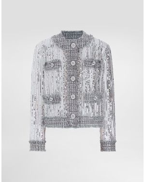 Dolce & Gabbana Tulle Gabbana Jacket With Sequin Embroidery - Grey