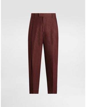 Dolce & Gabbana Linen Fabric Trousers - Red