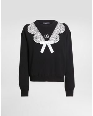Dolce & Gabbana Sweatshirt With Macramé And Bow - ブラック