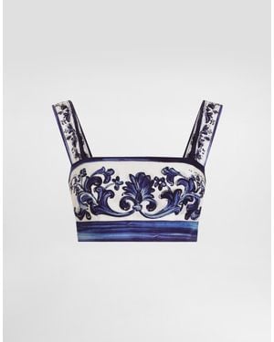 Dolce & Gabbana Dg Exclusive Majolica- Poplin Top - Blue